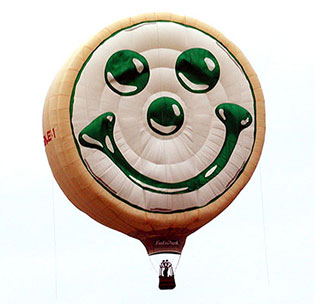 Our Smiley Cookie hot air balloon lifts off for the first time. 