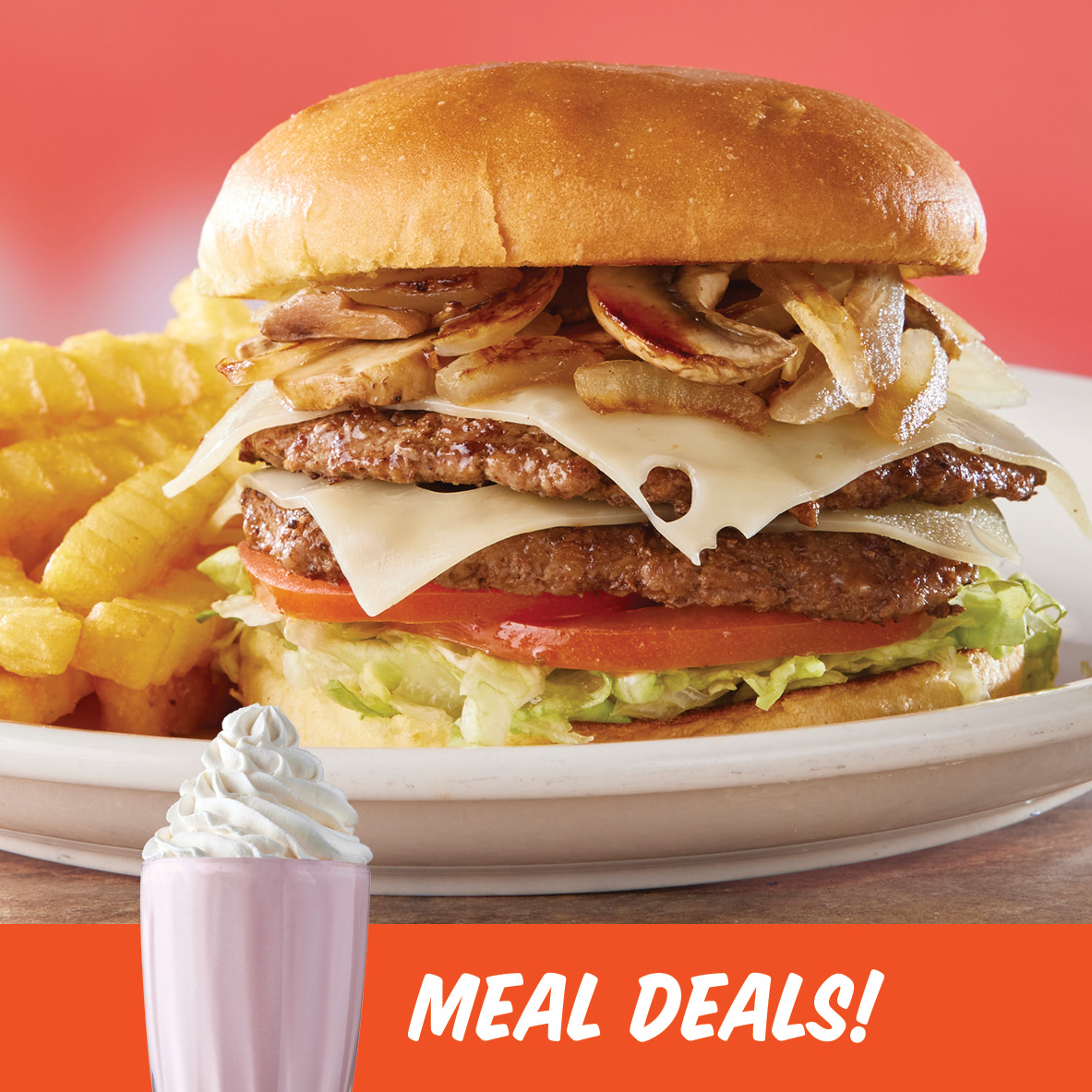 Mushroom & Onion Cheeseburger Meal Deal